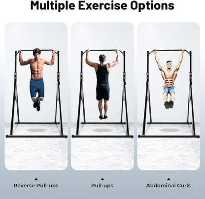 Foldable Power Tower Pull Up Bar Dip Station, 200kg/440.92lbs Triangular Pull Up Bar Station Adjustable, Multi-Function Strength Training Fitness Equipment for Home Gym