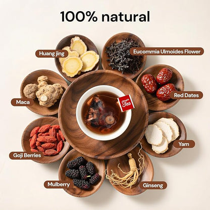 Goji Berries Ginseng Kidney Tea Formula Ginseng Eight Treasure Tea 8 Natural Ingredient Kidney Cleanse Detox & Repair for Women & Men 25 Count, Caffeine-Free