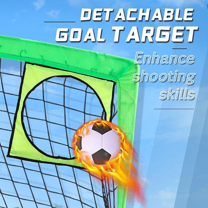 Kids Soccer Goal for Backyard, 6x4 9x5 FT Portable Soccer Nets Pop Up with Ball, Agility Ladder, Cones, Target & Carry Bag for Toddler Youth Outdoor Indoor Training Practice Sports Games Play