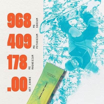 Keto Chow SALTT Electrolytes Powder Packets, Lemon Lime Twist (30 Hydration Packets) - Magnesium, Potassium, Sodium, Trace Minerals - Vegan, Sugar & Gluten Free - Travel Essentials - Made in USA