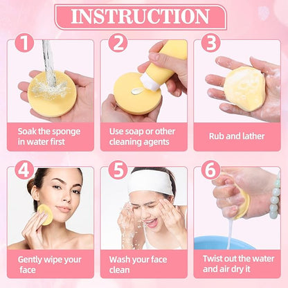 480 Pcs Compressed Facial Sponges for Makeup Removal & Exfoliating Premium Face Cleansing Sponge Pads for Women & Girls Soft Wash Round Sponge Spa & Daily Use，Multiple colors