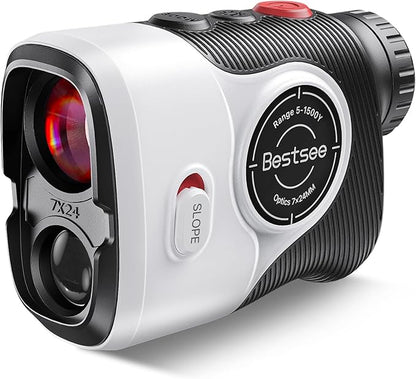 Golf Laser Rangefinder with Slope, 1500Y Range Finder, 0.3s Flagpole Locking Vibration, 7X Magnification, Magnet Stripe, 85% Transmission Lens for Golfing/Hunting, Golf Accessories for Men