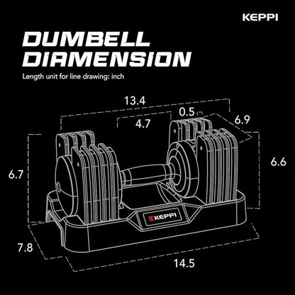 Keppi Adjustable Dumbbells Set-25lb/40lb/55lb/60lb, Anti-Slip Metal Fast Adjust Weight Handle, Exercise & Fitness for Full Body Workout - Adjustable Dumbbell Series