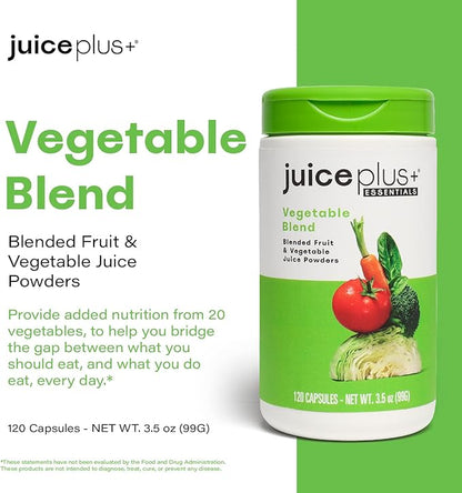 Juice Plus+ Vegetable Blend: with Broccoli, Parsley, Tomato & More - Plant-Based, Vegan, Gluten-Free, Non-GMO, Kosher - for Heart, Immune, Cognitive & Skin Health - 1 Bottle (60 Servings)