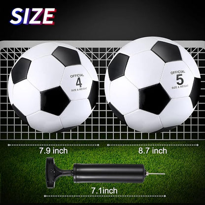 HyDren 4 Pack Soccer Ball with Pump Official Size 4/5 Deflated Soccer Balls Bulk for Outdoor Indoor Practice Training Sport Gift for Kids Boys Teen Youth Adult