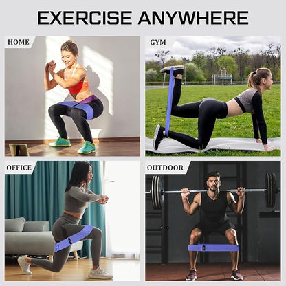 12 Pcs Fabric Resistance Bands for Working Out Booty Workout Stretch Exercise Bands Non Slip for Legs Squat Resistance Loop for Women Men Starter Butt Hip Thigh Fitness