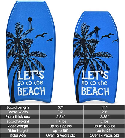 Goplus 41''/37''/33'' Lightweight Body Board for Beach, Surf Board with EPS Core, XPE Deck, HDPE Slick Bottom, Wrist Leash, Bodyboard for Kids Adults Surfing