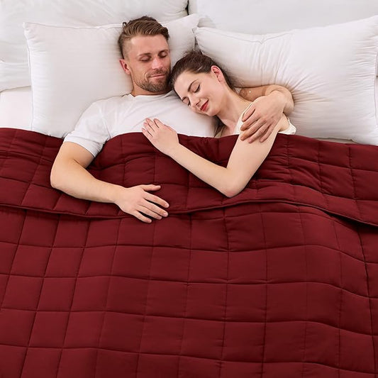 King Size Weighted Blanket for Adults (20 lbs, 80” x 87”, Red) Cooling Heavy Blanket for Sleeping Perfect for 190-210 lbs, Breathable Blanket for Adults & Couple All Season, Machine Washable