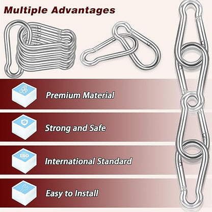 200PCS M6 Spring Snap Hook Carabiner, Heavy Duty Galvanized Steel Carabiner Clip, 260LBS Holding Capacity Spring Clips for Hammock Swing Outdoor Travel