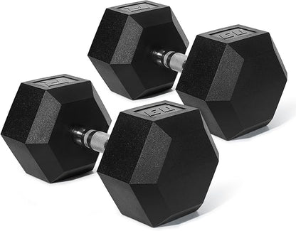RitFit 5-650 LBS PVC Encased Hex Dumbbell Sets with Optional Rack for Home Gym, Hand weight with Chrome Handle for Strength Training, Workouts