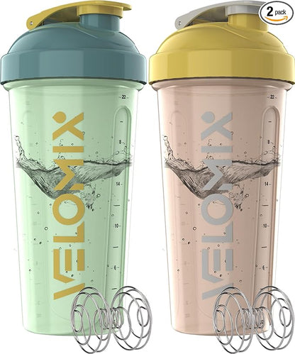 '-2 Pack- 28 oz Protein Shaker Bottles for Protein Mixes - 2x Wire Whisk | Leak Proof Shaker Cups for Protein Shakes | Protein Shaker Bottle Pack | Shakers for Protein Shakes-Soft Combo