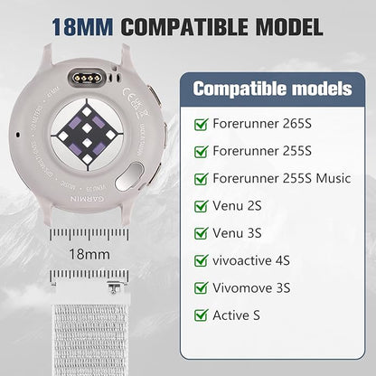 18mm 20mm 22mm Hook and Loop Watch Band Compatible with Garmin Vivoactive 5/ Vivoactive 6/ Vivoactive 3, Soft Nylon Breathable Sport Strap for Venu 2S/ Venu3S/ Forerunner 265s,Venu 3/ Venu 2 Men Women