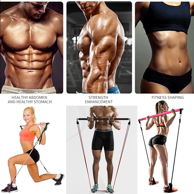 15Pcs Pilates Bar Kit with 180Pounds Resistance Band
