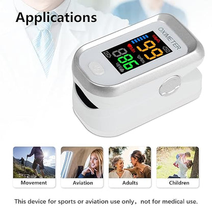 Fingertip pulse oximeter, large LED screen heart rate monitor, oxygen monitor fingertip, accurate and rapid reading, pulse oximeter with lanyard [silver white]
