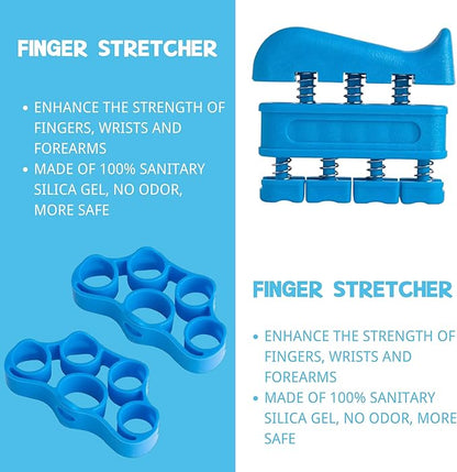 Hand Grip Strengthener Workout Kit (8 Pack) Forearm Grip Adjustable Resistance Hand Gripper, Finger Stretcher, Finger Exerciser, Grip Ring，Gyro Ball
