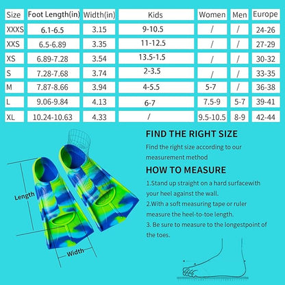 Kids Swim Fins,Short Comfortable Flippers for Lap Swimming and Training for Child,Girls,Boys,Beginners