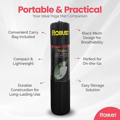 Robust Non-Slip Yoga Mat with Strap, 1/4" Thick TPE Eco-Friendly Workout Mat for Yoga with Position Lines and Texture Surface, Gym Mat for Women, Men, Pilates and Exercises Anti-Tear Sweat-Proof Exercise Mat