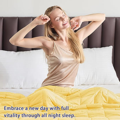 King Size Weighted Blanket for Adults (20 lbs, 80” x 87”, Yellow) Cooling Heavy Blanket for Sleeping Perfect for 190-210 lbs, Breathable Blanket for Adults & Couple All Season, Machine Washable