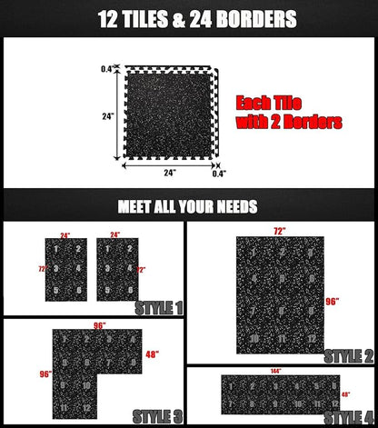 0.79" 12PCS 48 SQ FT Eva Foam&Rubber Exercise