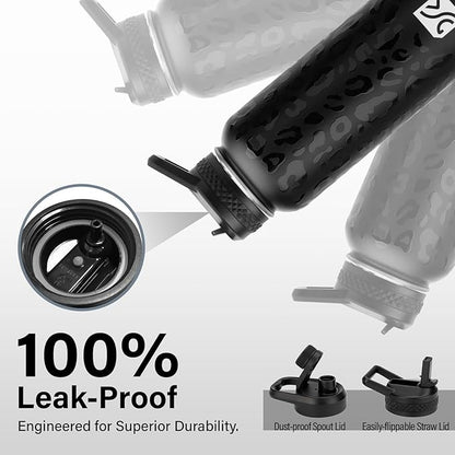 Insulated Water Bottle | Thickened Stainless Steel Vacuum Metal | Portable Sports Water Jug for Gym and Hiking with Straw, Carrier Bag, Handle Strap | BPA-Free 40 oz