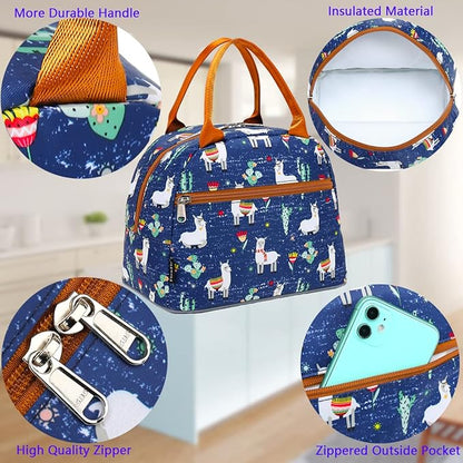 FlowFly Insulated Lunch Cooler Bag - Tote Bag Organizer for Women/Men, Alpaca