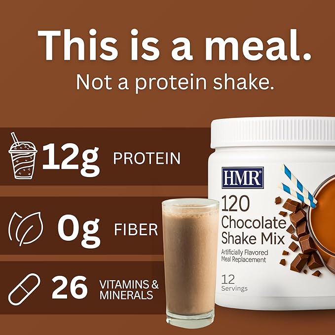 HMR 120 Chocolate Shake Meal Replacement Powder | Chocolate Shake Mix to Support Healthy Weight Loss | 12g of Protein | Nutritional Drink | Low Calorie Food | 12 Servings
