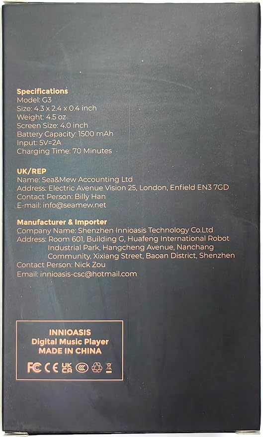 Innioasis MP3 Player with Bluetooth and WiFi, 160GB MP3 Player with Spotify for Kids, 4" Touch Screen Android MP3 MP4 Player with Pandora,Amazon Music,Audible,Libby,Audiobooks(White)