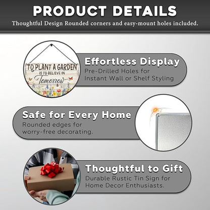 Gardening Vintage Metal Sign Plaque To Plant A Garden is To Believe Tomorrow Sign for Home Greenhouse Living Room Bedroom Outdoor Decor 12 * 16inch