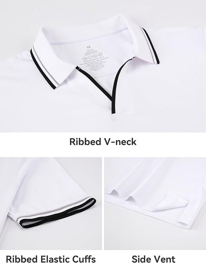 Esabel.C Jacquard Golf Shirts for Men Moisture Wicking Short Sleeve Performance Dry Fit Active Mens Polo Shirts