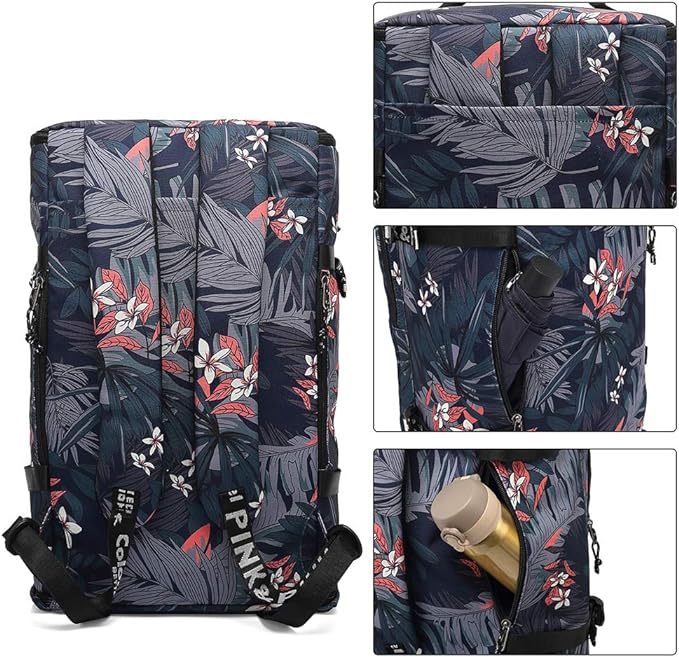 Kalesi Floral Gym Duffle Bag Backpack 4 ways for Women Waterproof with Shoes Compartment for travel Sport Hiking laptop Lightweight