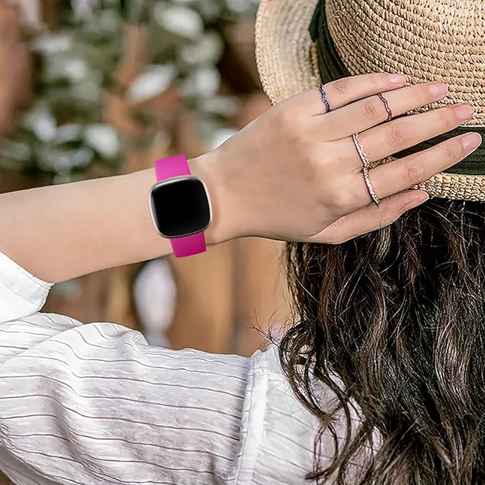 Getino Compatible with Fitbit Sense 2/ Sense Bands/Versa 4/ Versa 3 Bands Women Men, Silicone Sport Accessories, Band for Fitbit Sense/Sense 2/ Versa 4/ Versa 3 Watch, Small Black/Plum/Rose/Teal