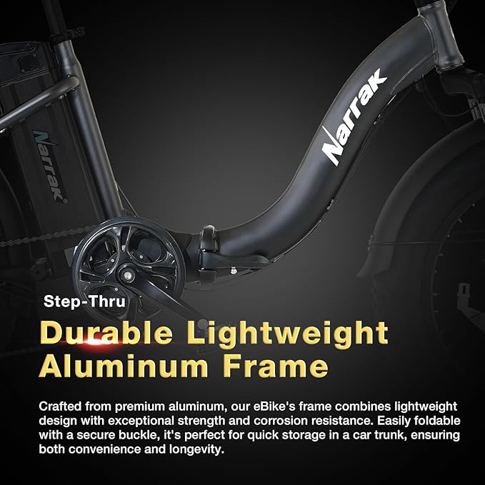 Fat Tire Folding Electric Bike, 48V & 624Wh Lithium Removable Battery, Peak 1100W Brushless Motor, Max Speed 28Mph, M5 Large LCD Display, Suspension, Step-Over/Thru Frame