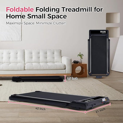 Walking Pad Treadmill with Handle Bar, 3.5HP Compact Electric Walking Pads Treadmills with Handles for Home Apartment Small, 0.6-10MPH Portable Foldable Folding Small Treadmill Home, 400LBS Capacity