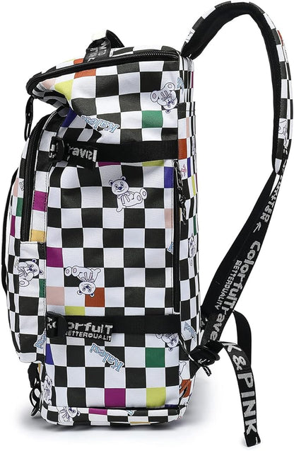 Kalesi Gym Duffle Bag Backpack 4-Way Waterproof with Shoes Compartment for travel Sport Hiking laptop (Checkerboard)