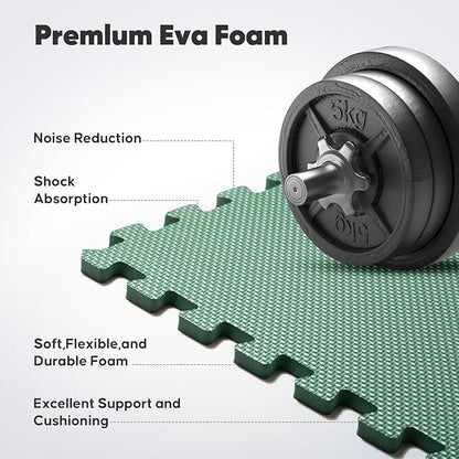 Home Gym Mat, Puzzle Exercise Mat, EVA Interlocking Foam Floor Tiles for Home Workout Equipment and Kids' Play Areas - Blue, 24 in x 24 in x ½ in - (Green, 12 Pack (48 SQ FT))