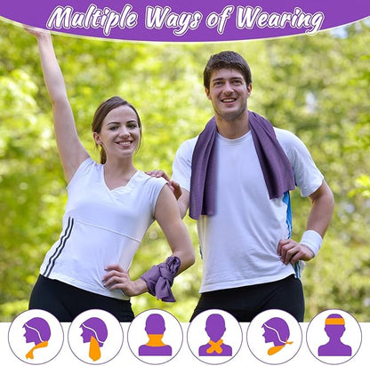 20 Pcs Cooling Towel 40" x 12" Ice Towel for Neck and Face Microfiber Chilly with Bag Breathable Yoga Gym Stay Cool Towels Sweat Rag for Workout Running Camping Pilates Beach Accessories (Purple)