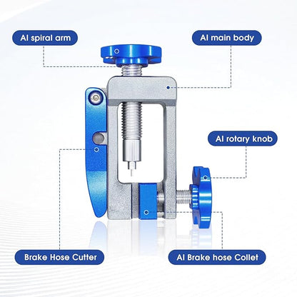 2-in-1 Bike Hydraulic Brake Tool, Hydraulic Hose Cutter & Fitting Insert Tool with Brass Olives, Brake Lines Tubing Entry Device