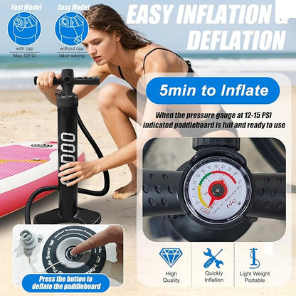 Inflatable Stand Up Paddle Board 10‘x30‘‘- Ultra-Light SUP with Backpack, Pump, Paddle, Coil Leash, 3 Fins, Repair Kit, Stable Design, Non-Slip EVA Deck for Adults & Youth