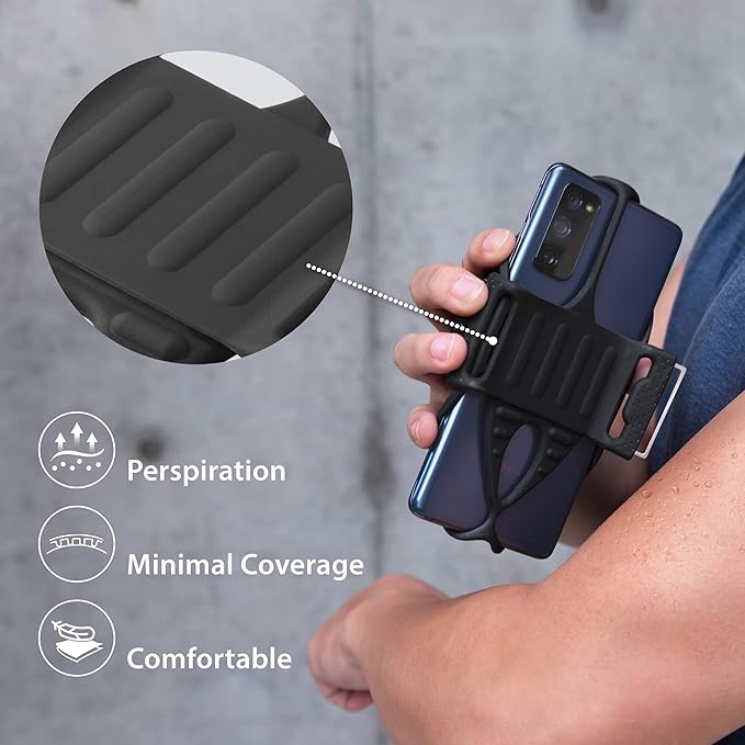 BONE Run Tie 2, Running Phone Holder, Skin-Friendly Silicone Sport Armband with Dual Layer Design for Heat-Dissipation, Workout Phone Carrier for Most Smartphone (L Arm Size/9.8-15.7 inches)