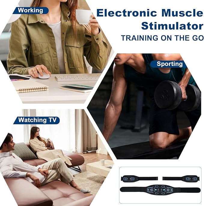 Electronic Muscle Stimulator - Fitness Training Equipment for Men & Women, 8 Modes Electronic Abdominal Stimulator for Full Body Workout, Fitness Equipment for Strength Training, Toning, Recovery