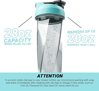 HELIMIX 2.0 Vortex Blender Shaker Bottle Holds upto 28oz | No Blending Ball or Whisk | USA Made | Portable Pre Workout Whey Protein Drink Shaker Cup | Mixes Cocktails Smoothies Shakes | Top Rack Safe