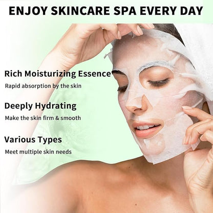 12 Pack Face Masks Skincare, Hydrating Face Masks for Women Skin Care Sheet Face Mask for Kids Teens Girls, Face Sheet Mask for All Skin Types, Skincare Set Gift Spa Party Favors for Girls Teens Women