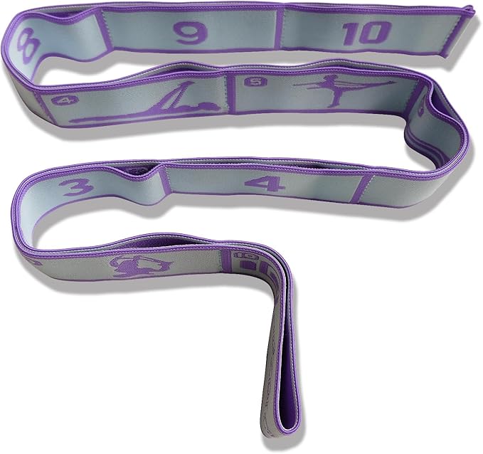 Aozora Stretch Bands for Exercise, Elastic Yoga Stretching Strap, Flex Strap 10 Loops for Physical Therapy, Pilates, Yoga, Dance & Gymnastics Exercise and Flexible Pilates Stretch Band