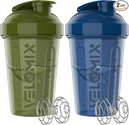 '-2 Pack- 20 oz Protein Shaker Bottles for Protein Mixes - 2x Wire Whisk | Leak Proof Shaker Cups for Protein Shakes and Pre Workout | Protein Shaker Bottle Pack