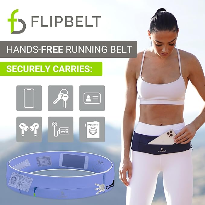 FlipBelt Zipper Running Belt, Waist Pack for Fitness and Running, US Company