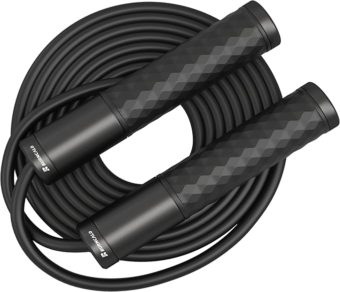 Weighted Jump Rope for Men, Women (1.5LB) - Alloy Steel Handles, Speed Skipping Rope, Gym,Indoor/Outdoor - Fitness, Workout, Boxing - Solid PVC & Cotton Rope