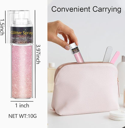 Hair and Body Glitter Spray, 1PC Pink Hair Glitter Extra Fine Face Shimmer Powder for Clothes, Festival Loose Sparkle Powder for Rave Clothes Nail Art Easter Halloween Crafts (Pink)
