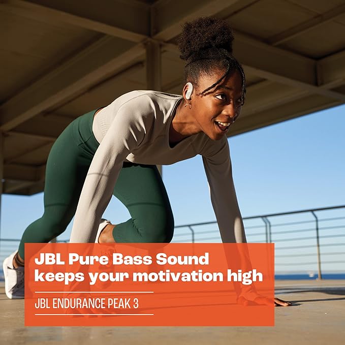 JBL Endurance Peak 3 - Dust and Water Proof (IP68) True Wireless Active Earbuds, Pure Bass Sound, Up to 50 Total Hours of Playback with Speed Charge, Ambient Aware & Talk Thru (White)