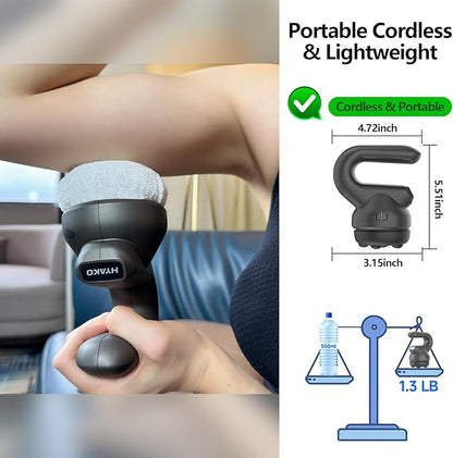 HYAKO Handheld Professional Mini Orbital Buffer Relief Massager, Adjustable Multi-Speed Vibration Deep Tissue Body Chiropractic Massager for Neck, Shoulder, Leg,Back muscle pain relief massage therapy