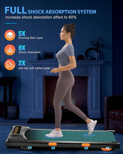 340lb Capacity Walking Pad Treadmill with 12% Incline, Big LED Display Under Desk Treadmill Support Full Manual/3-Preset Countdown/App Mode, Portable Treadmills for Small Spaces